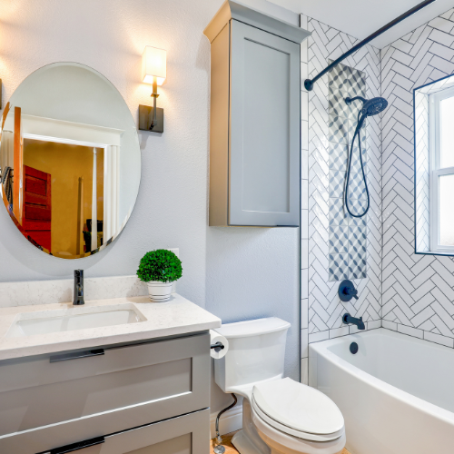 A fully furnished bathroom